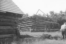 5_Valašská dědina, stavba chléva, 1966 / The Wallachian Village, construction of the cowshed, 1966