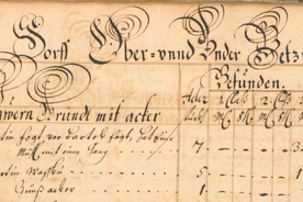 rukopis pozemkového katastru 