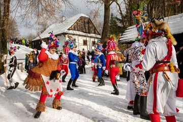 Masopust na Veselém Kopci v podání vesnické skupiny z Vortové, 2023. Foto: Petra Plisková